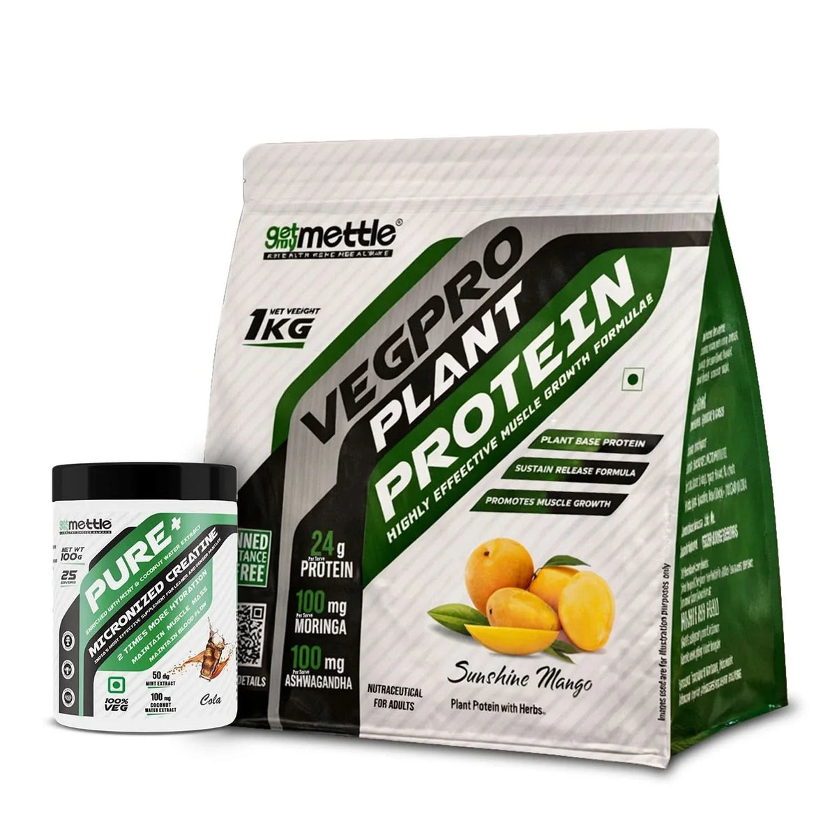 Veg pro 1kg + Creatine 100gm (cola)