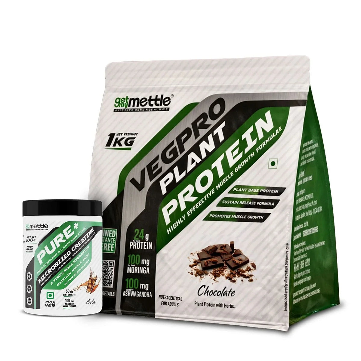 Veg pro 1kg + Creatine 100gm (cola)
