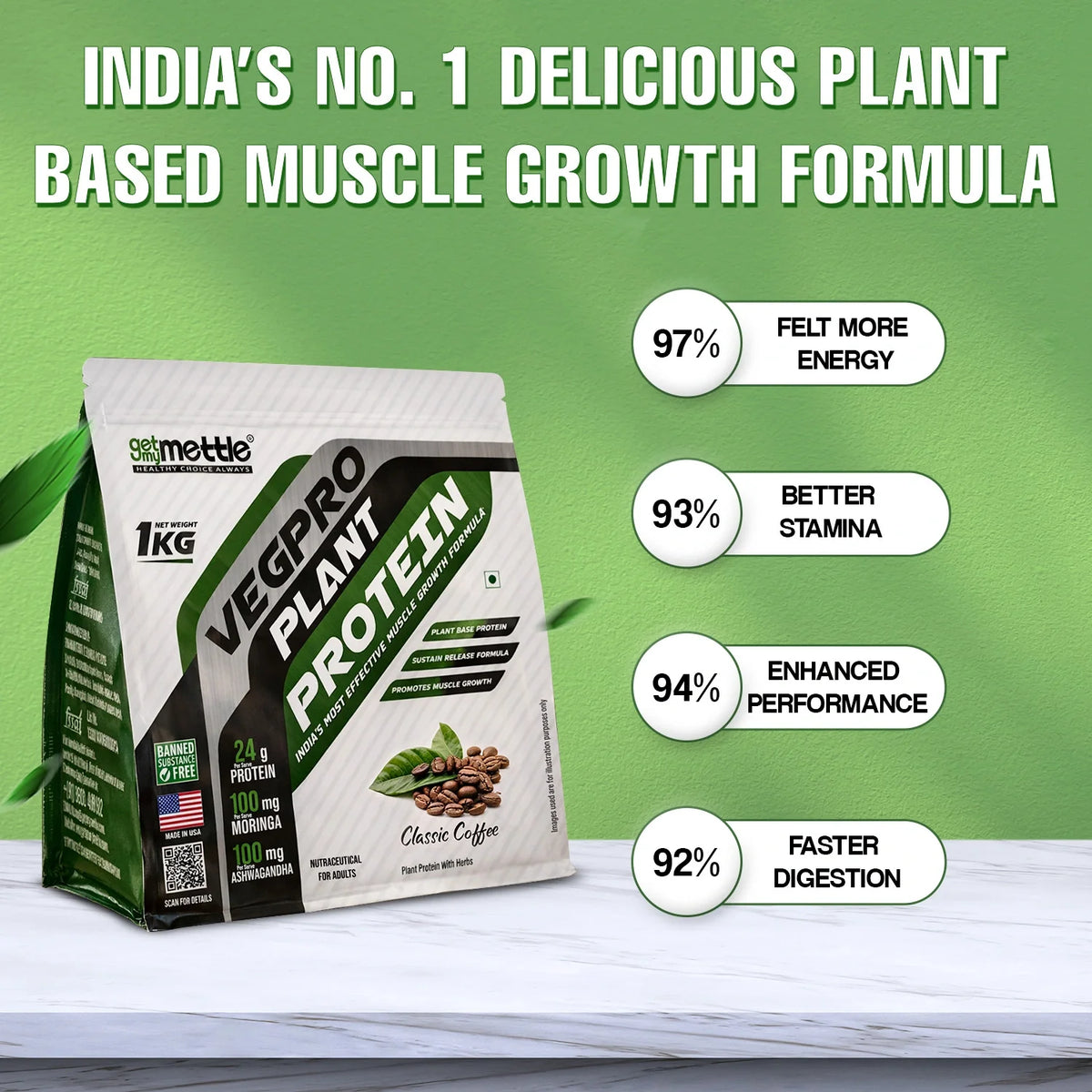 GetmyMettle Veg Pro | Plant Protein 24g