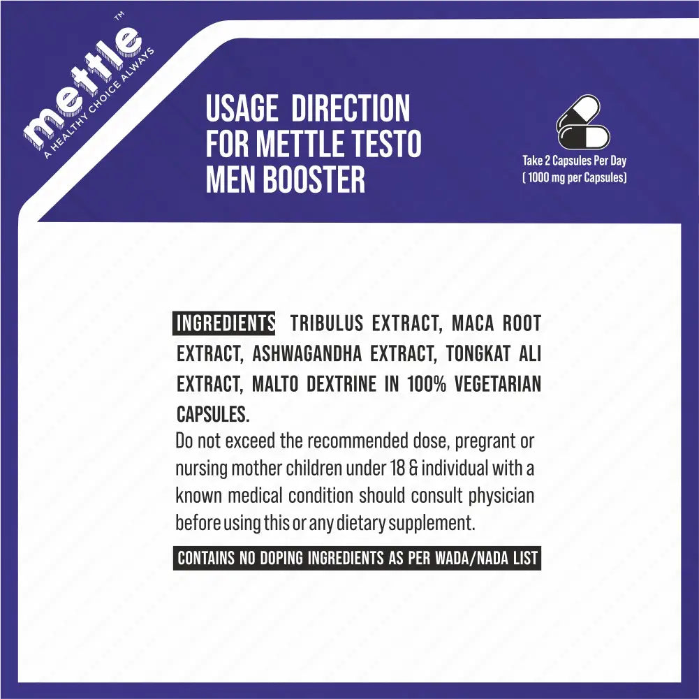 GetmyMettle Testo-Men Booster 1000 mg (60 Capsules)