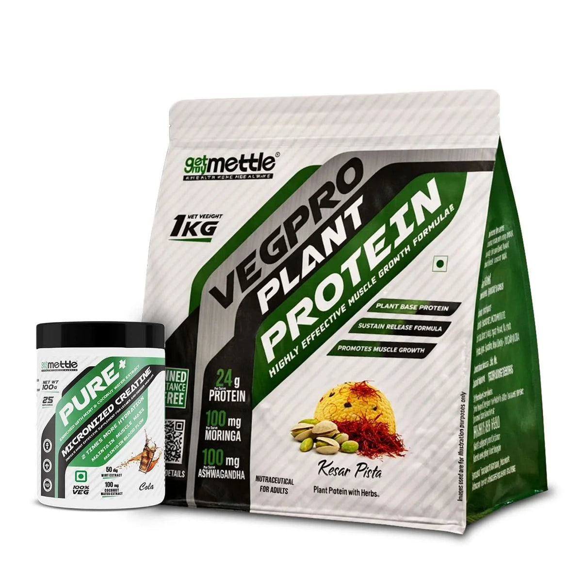 Veg pro 1kg + Creatine 100gm (cola)