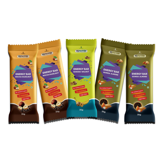 Getmymettle Energy Bar Pack of 5 ( 2xMocha+2xQuinoa+1xBanana)
