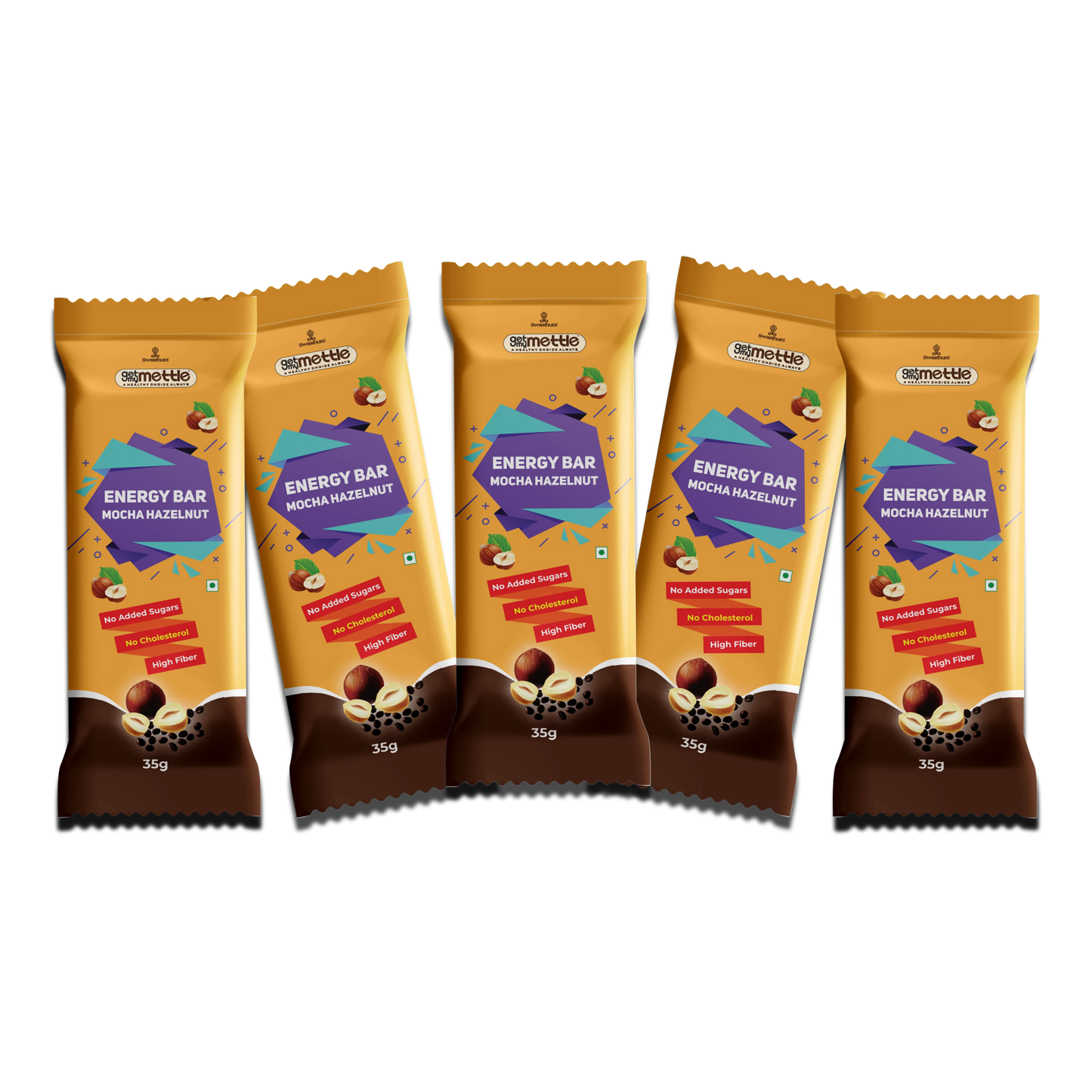 GetmyMettle Mocha Hazelnut Energy Bar Pack of 5