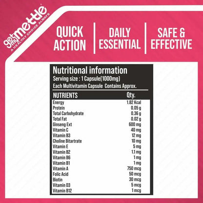 GetmyMettle Multivit with ginseng 1000 mg.