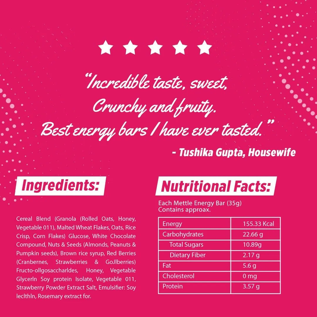 GetmyMettle Red Berries with White Chocolate Energy Bars