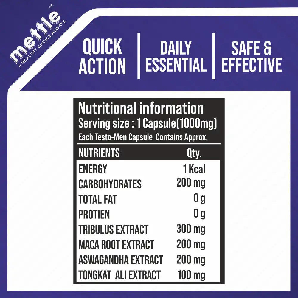 GetmyMettle Testo-Men Booster 1000 mg (60 Capsules)
