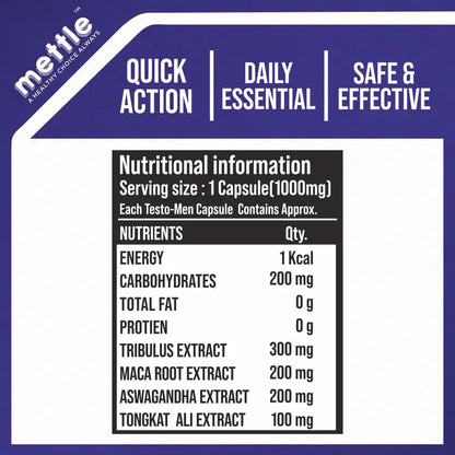 GetmyMettle Testo-Men Booster 1000 mg (60 Capsules)