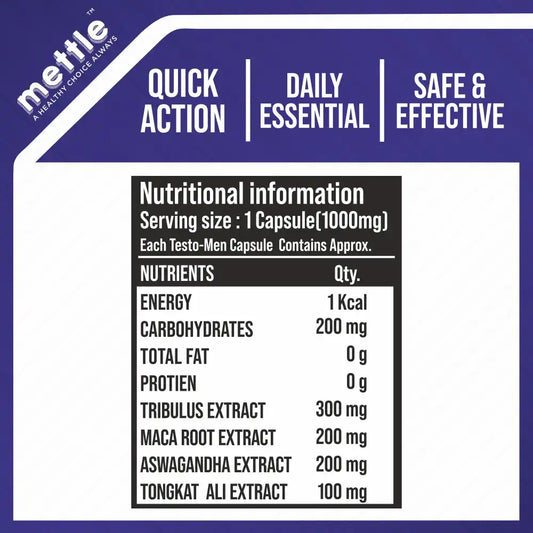 GetmyMettle Testo-Men Booster 1000 mg (60 Capsules)
