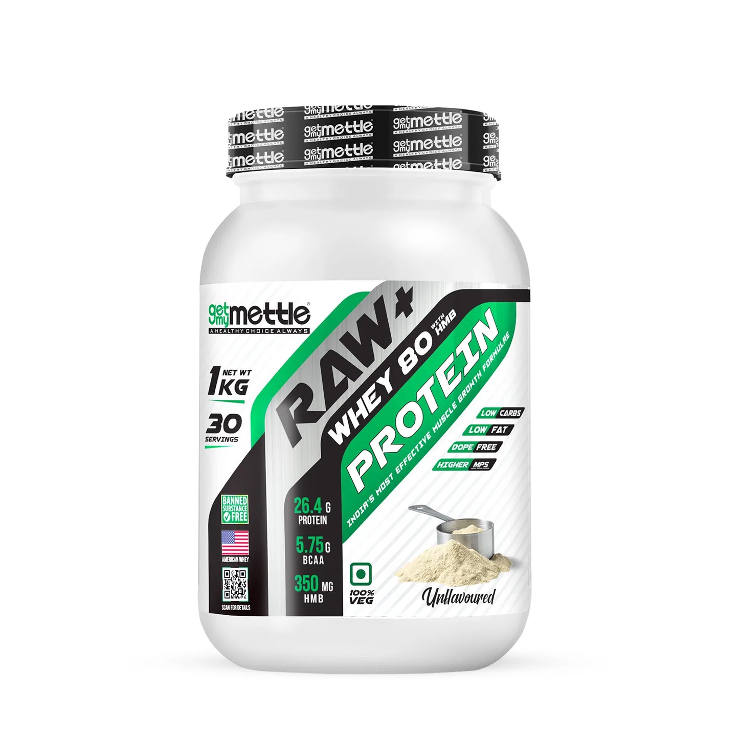 GetmyMettle Raw+ Whey 80 Protein with HMB